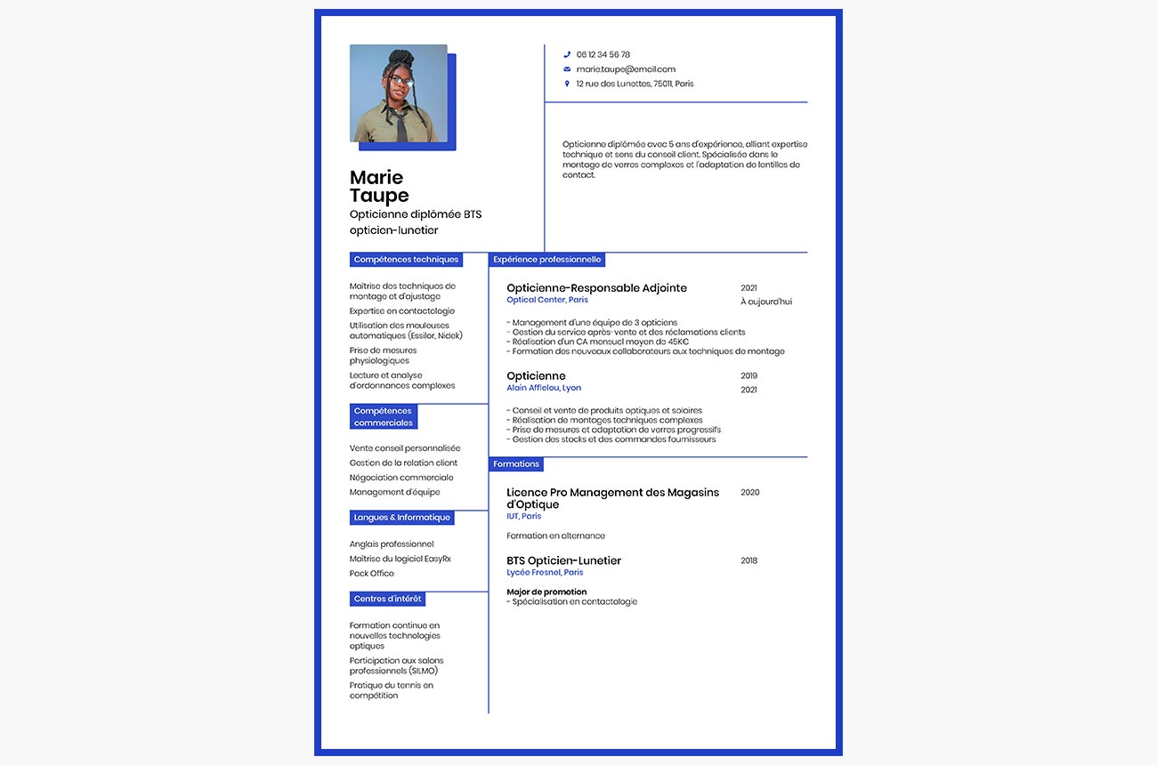 cv opticien